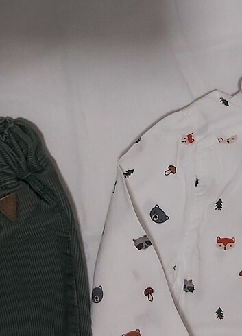 9-12 Ay Beden yeşil Renk H&M Pantolon Gömlek takım
