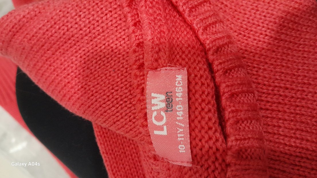 Kız Çocuk Pastel Kırmızı Triko Kazak - Görsel 2