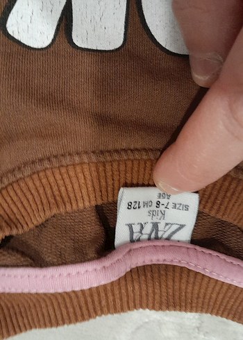 Kız Çocuk Kahverengi Baskılı Sweatshirt - Görsel 3