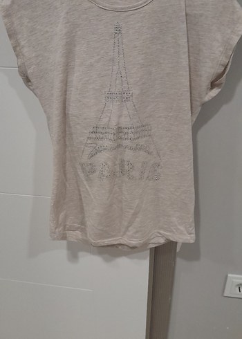 Bej Kız Çocuk Keten Tişört - Görsel 2