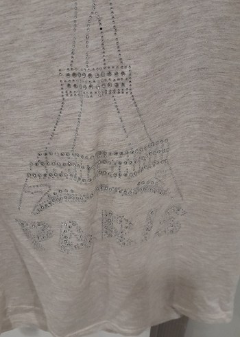 Bej Kız Çocuk Keten Tişört - Görsel 3