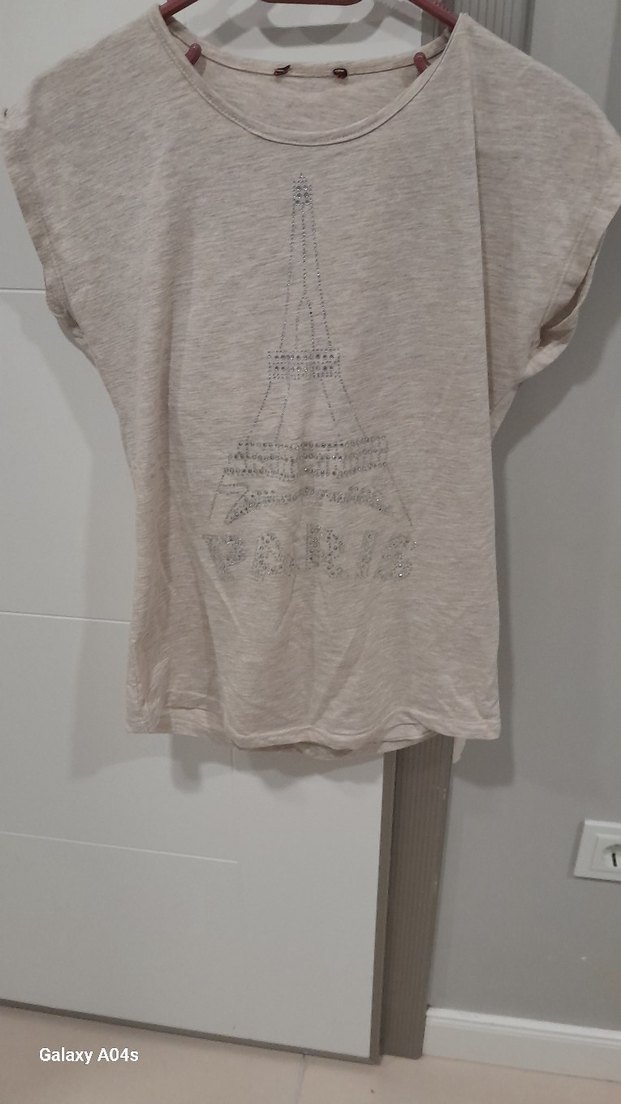 Bej Kız Çocuk Keten Tişört - Görsel 2