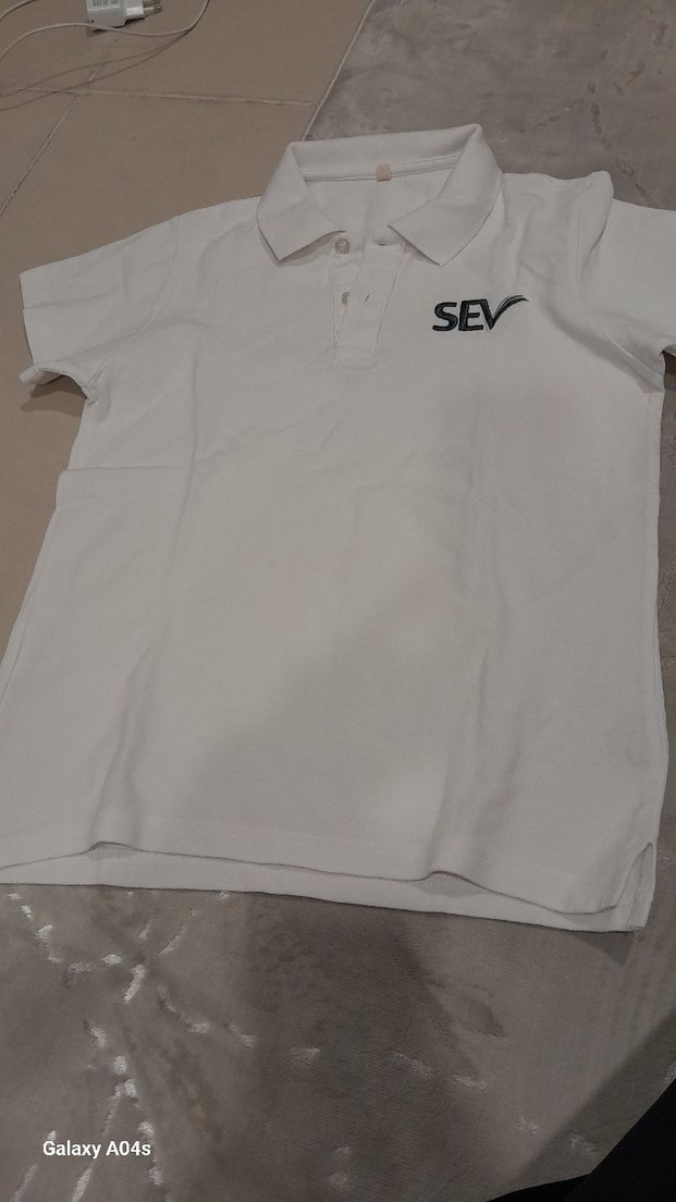 Beyaz  Polo Tişört SEV Nakışlı - Görsel 2