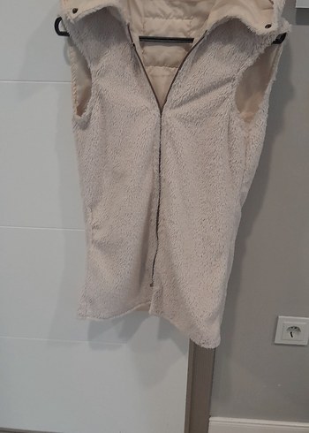 Kadın Beyaz Kolsuz Fermuarlı Yelek - Görsel 2