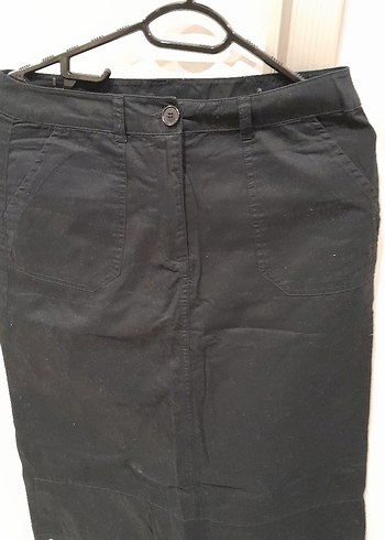 Siyah Midi Hamile Keten Etek - Görsel 2