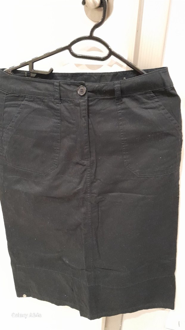 Siyah Midi Hamile Keten Etek - Görsel 2