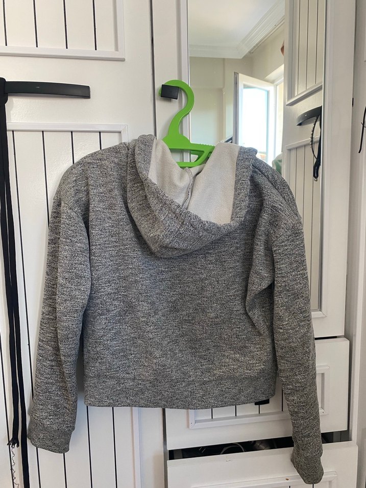 Gri Kadın Fermuarlı içi polar ceket - Görsel 2