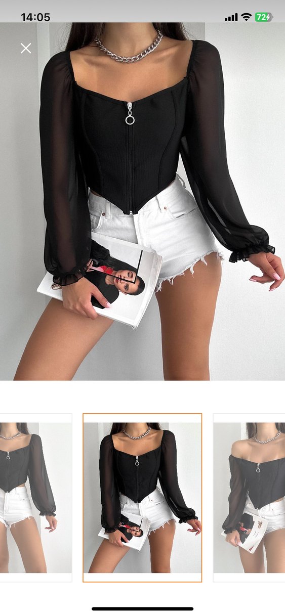 Kadın crop bluz - Görsel 2