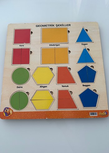 Renkli Geometrik Şekiller Ahşap Puzzle