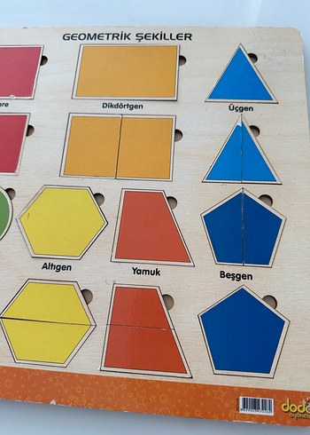 Beden Renk Renkli Geometrik Şekiller Ahşap Puzzle