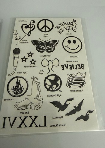 Baskılı Geçici Dövme Seti - Beyaz, Koyu Desenli - Görsel 3