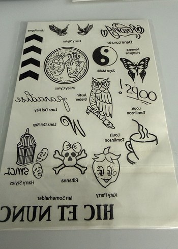 Baskılı Geçici Dövme Seti - Beyaz, Koyu Desenli - Görsel 4