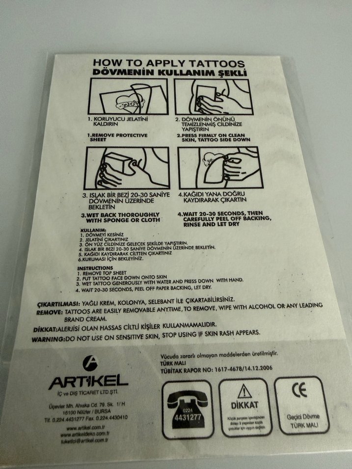 Baskılı Geçici Dövme Seti - Beyaz, Koyu Desenli - Görsel 5