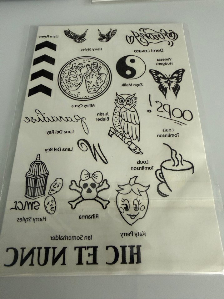 Baskılı Geçici Dövme Seti - Beyaz, Koyu Desenli - Görsel 4