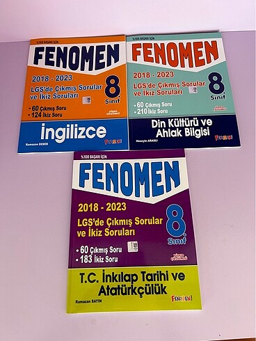 8. Sınıf Fenomen Yayınları İngilizce İnkılap Din Soru Bankaları