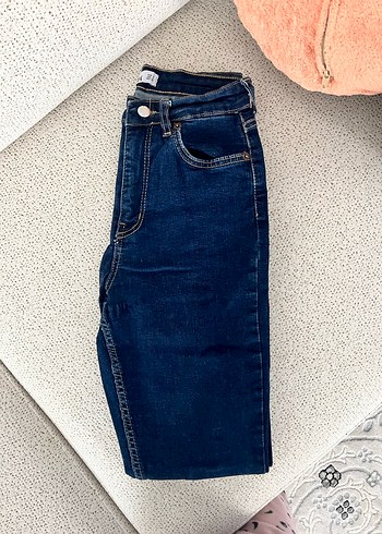 Mavi yüksek Boy Kadın Denim Pantolon - Görsel 2