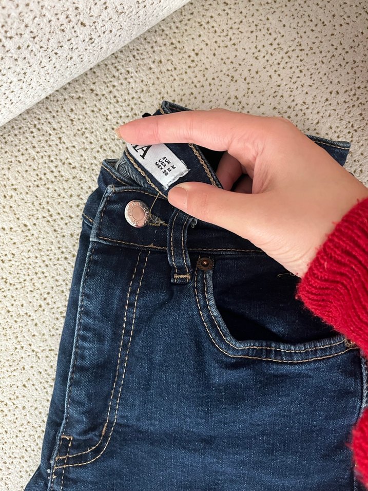 Mavi yüksek Boy Kadın Denim Pantolon - Görsel 3