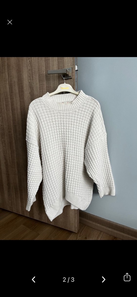 Gri Örgü Kadın Kazak, Rahat Kesim, Bisiklet Yaka - Görsel 2