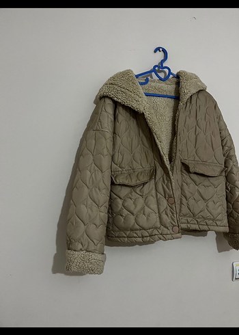 Kadın Bej Peluş Detaylı Rahat mont - Görsel 2