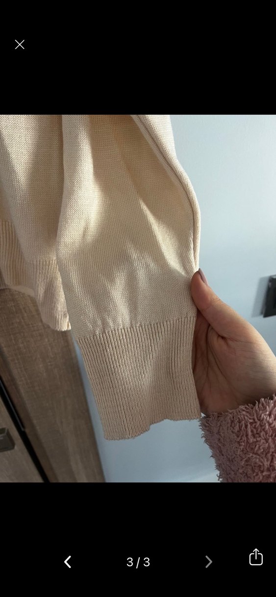 Bej Keten Kadın Gömlek Yaka Kazak - Görsel 2