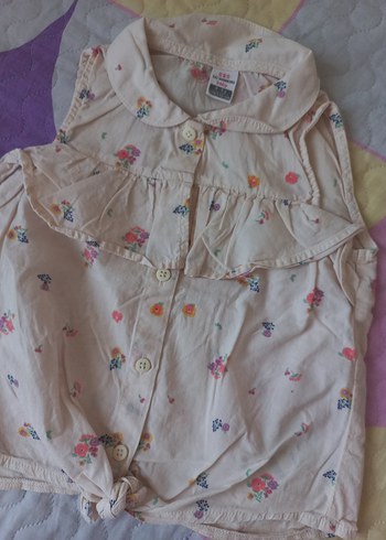 Kız Çocuk Lila  ve cicekli Pamuklu gömlek - Görsel 3