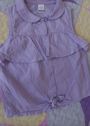 Kız Çocuk Lila  ve cicekli Pamuklu gömlek - Görsel 4