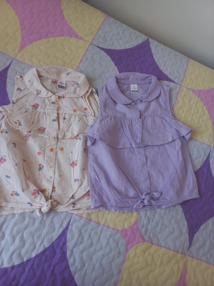 Kız Çocuk Lila  ve cicekli Pamuklu gömlek - Görsel 2