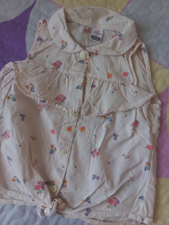 Kız Çocuk Lila  ve cicekli Pamuklu gömlek - Görsel 3