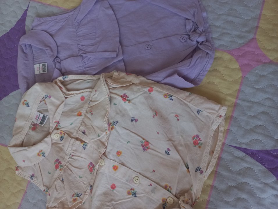 Kız Çocuk Lila  ve cicekli Pamuklu gömlek - Görsel 5