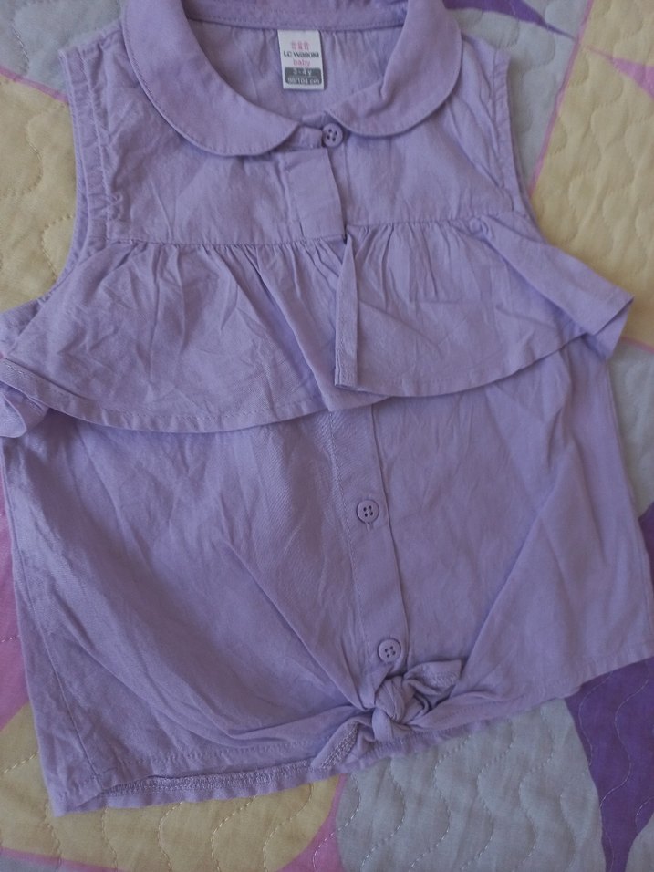 Kız Çocuk Lila  ve cicekli Pamuklu gömlek - Görsel 4