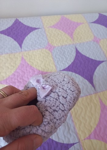 Gri Kız Çocuk Örgü Sıcak Ev pandufu - Görsel 2