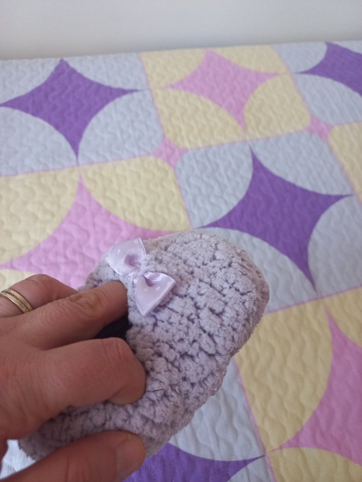 Gri Kız Çocuk Örgü Sıcak Ev pandufu - Görsel 2