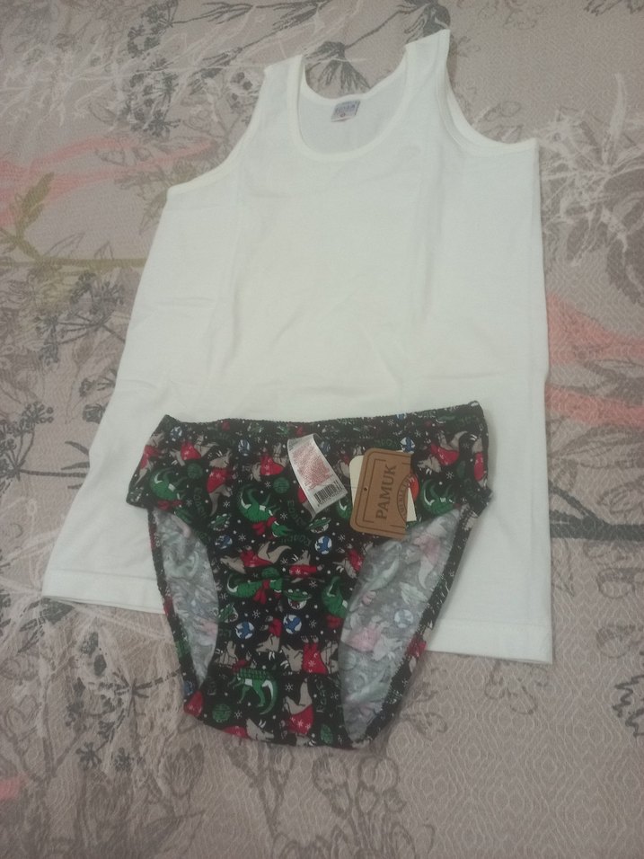 Beyaz Baskılı Çocuk Atlet ve kilot - Görsel 2