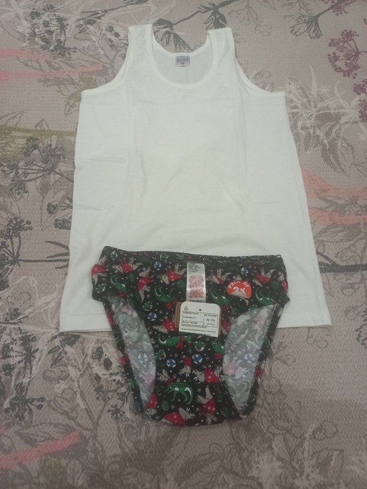 Beyaz Baskılı Çocuk Atlet ve kilot - Görsel 3