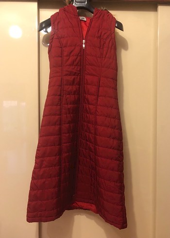 Bordo Uzun Kadın Şişme Yelek - Görsel 3