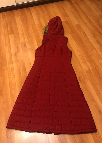 Bordo Uzun Kadın Şişme Yelek - Görsel 7