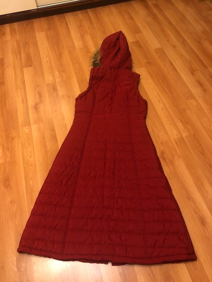 Bordo Uzun Kadın Şişme Yelek - Görsel 4