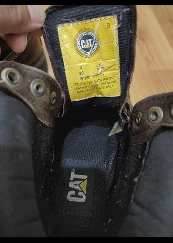 %100 orjinal Caterpillar Kahverengi Hakiki Deri Kadın Bot - Görsel 3