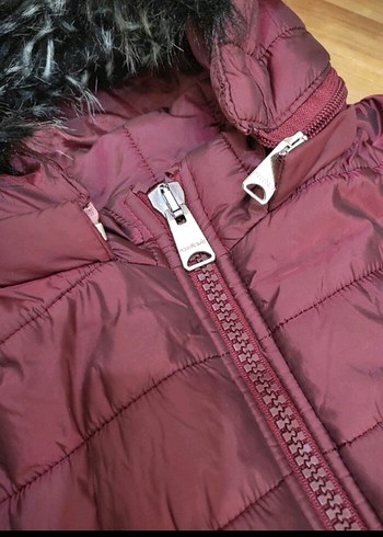 Moodbasic Bordo Uzun Kadın Kışlık Mont Kürklü Kapüşonlu - Görsel 2