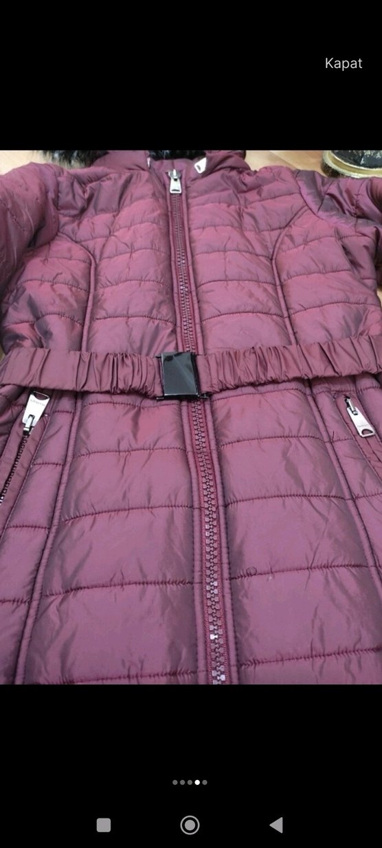 Moodbasic Bordo Uzun Kadın Kışlık Mont Kürklü Kapüşonlu - Görsel 5