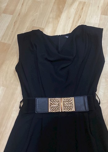 Siyah Kadın Midi Tulum, Kemerli, Strappy Kol - Görsel 5