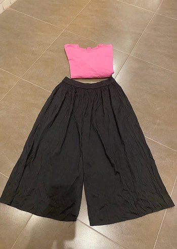 Kadın Siyah Salaş Midi Saten Pantolon - Görsel 3