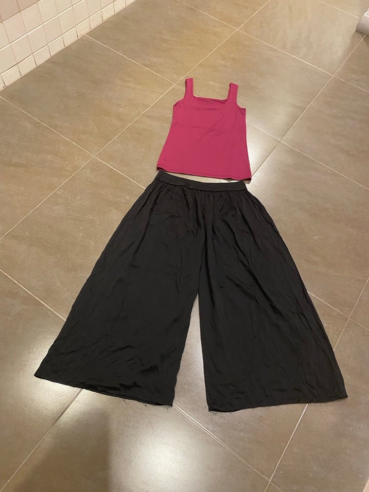 Kadın Siyah Salaş Midi Saten Pantolon - Görsel 2