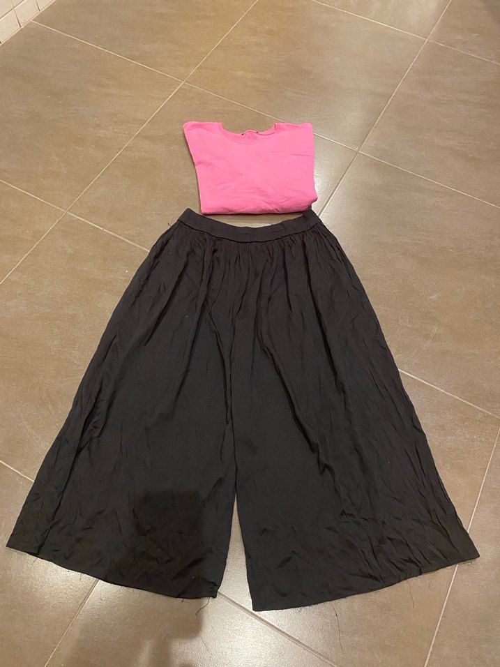 Kadın Siyah Salaş Midi Saten Pantolon - Görsel 4