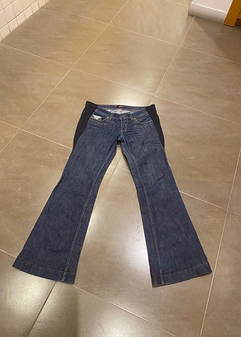 Kadın Koyu Mavi Midi Kot Pantolon - Görsel 3