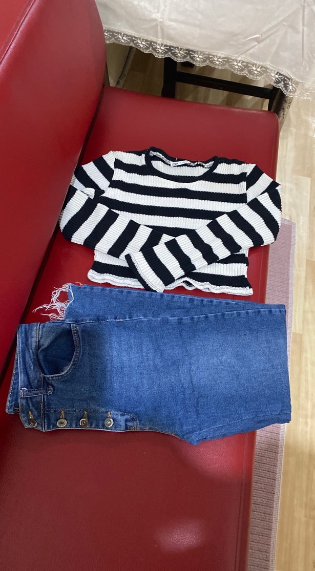 Çizgili Beyaz Siyah İnce Triko Kadın Kazak - Görsel 4