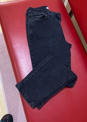 Siyah Batik Desenli Kadın Kot Pantolon - Görsel 2