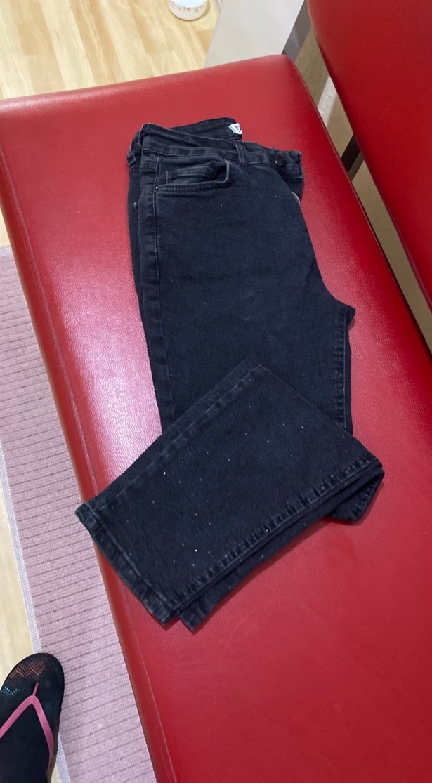 Siyah Batik Desenli Kadın Kot Pantolon - Görsel 2