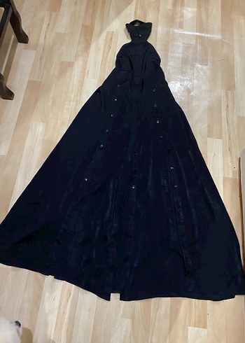 Siyah Uzun Drapeli Gotik Hamile Kabanı - Görsel 3