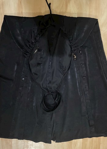 Siyah Uzun Drapeli Gotik Hamile Kabanı - Görsel 4